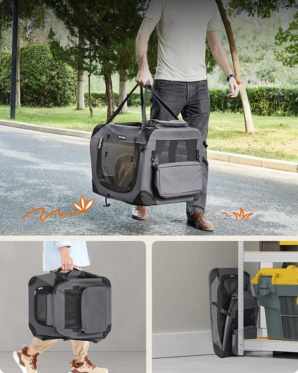 Transportväska För Husdjur M Transportbur 60 x 42 x 42 cm - Grå