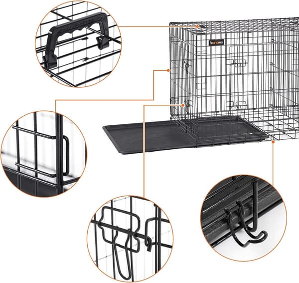 Hundbur XXL Metall 122x74x80,5 cm Med 2 Dörrar - Svart