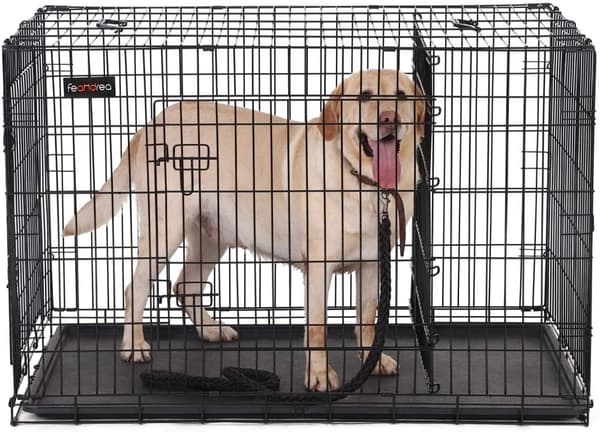 Hundbur XXL Metall 122x74x80,5 cm Med 2 Dörrar - Svart