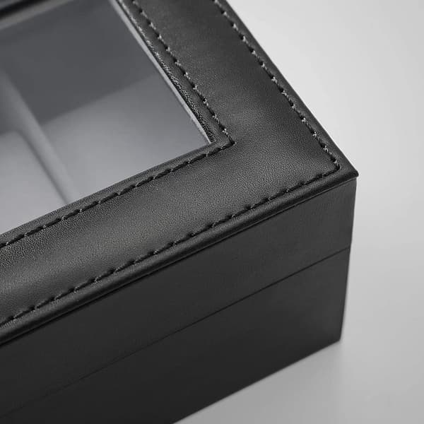 Klockbox 6-fack med glaslock och lås 30 x 11,2 x 8 cm svart