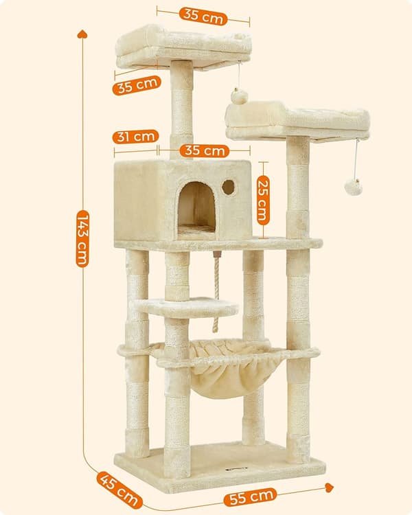 Klösträd 143 cm Med Klöspelare Sisal - Beige