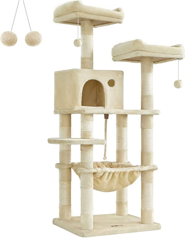 Klösträd 143 cm Med Klöspelare Sisal - Beige