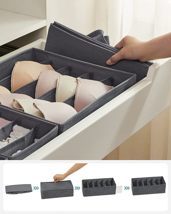 Underkläders Organizer Kit / Låda Arrangör 8 st - Grå