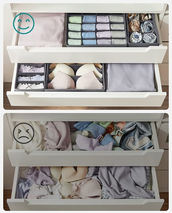 Underkläders Organizer Kit / Låda Arrangör 8 st - Grå