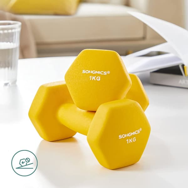 2-Pack Hantlar Set 1 kg - Gul 13,5 x 6,5 x 6 cm