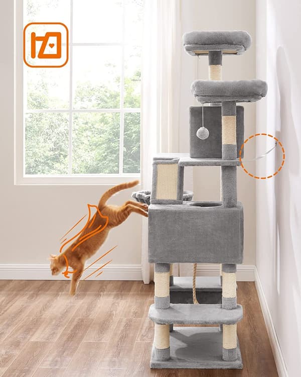 XL Klösträd 168 cm Med Klöspelare Sisal - Ljusgrå