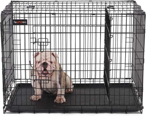 Hundbur med Avtagbar mellanvägg 2 dörrar 107 x 70 x 77,5 cm