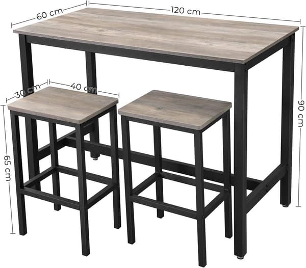 Barbord Med 2 Pall Stolar - Barmöbel Set