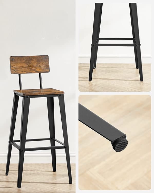 2x Barstolar 74 cm Sits Höjd - Vintage Brun/Svart