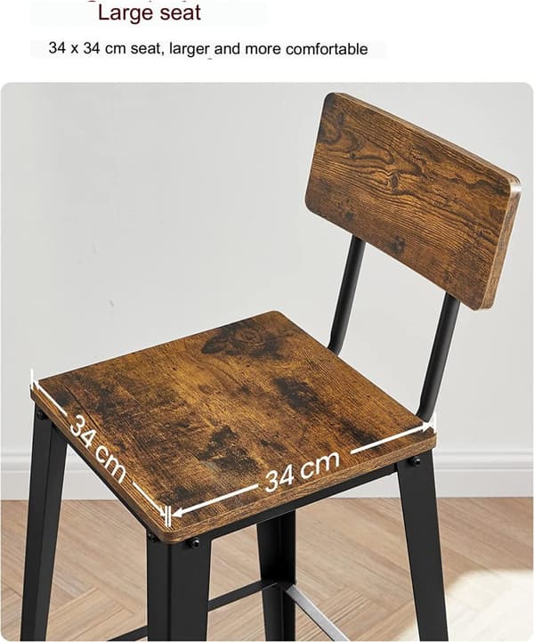 2x Barstolar 74 cm Sits Höjd - Vintage Brun/Svart