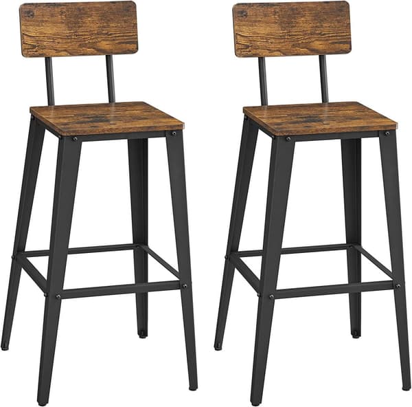 2x Barstolar 74 cm Sits Höjd - Vintage Brun/Svart
