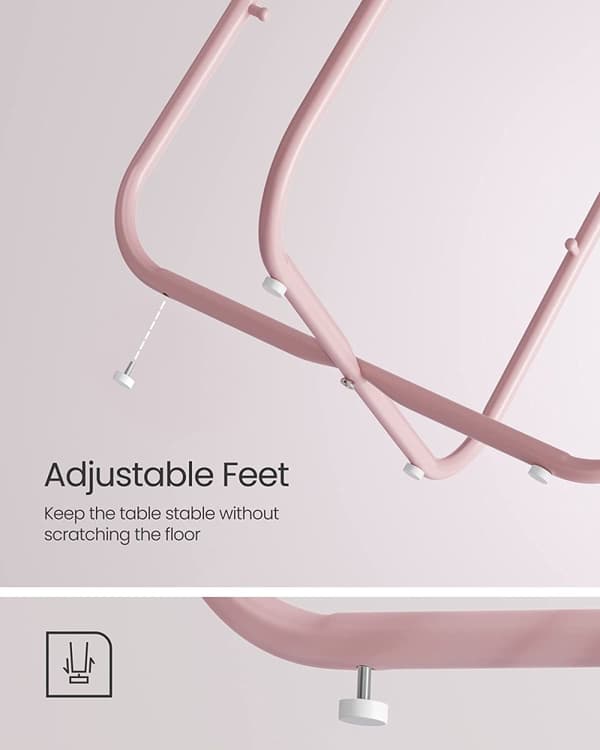 Sidobord med Tygkorg - 50 cm - Pastellrosa / Off-white