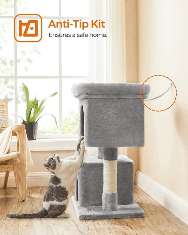 Katträd 84 cm med Stor Plattform - Grå