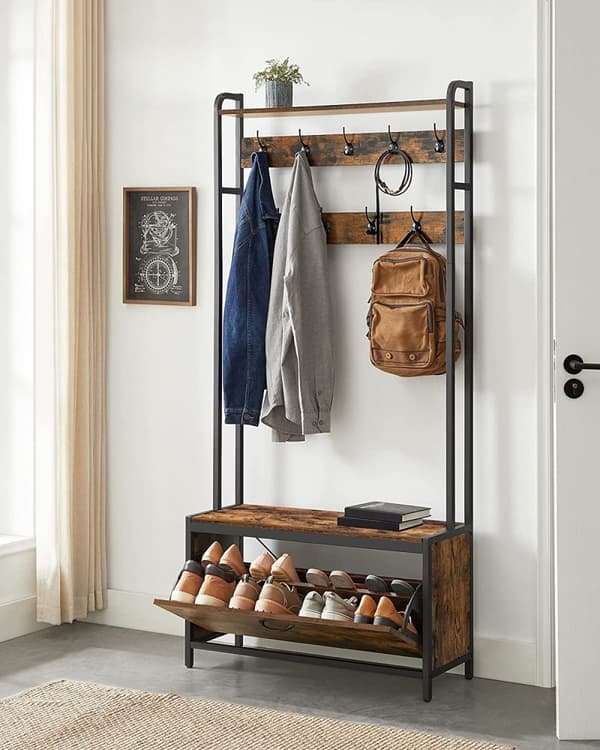 Klädställ med Skoskåp - 9 krokar Industriell Design