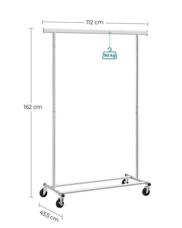 Klädställ Rullbar Stål 45,5 x 112 x 162 cm