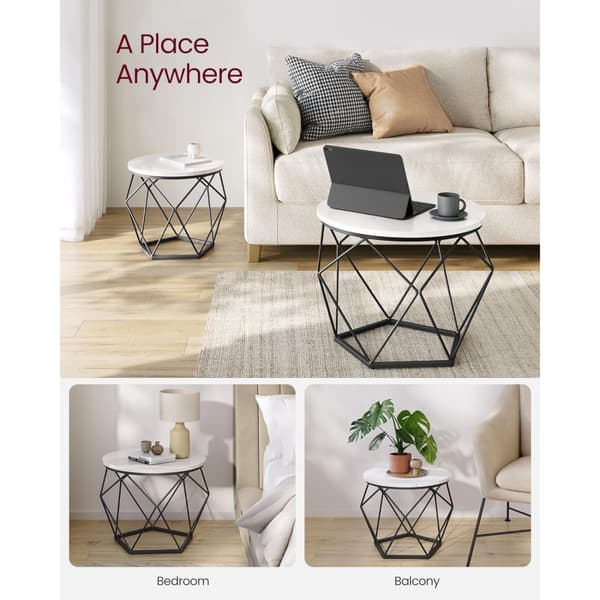 Runda Soffbord, Set med 2 Sidobord Marmor Svart