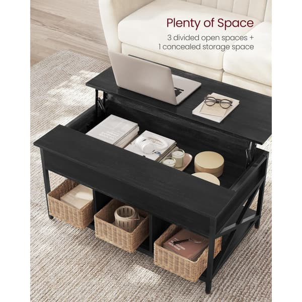 Soffbord Lift-Top Höjbar Bordskiva 60 x 100 x (48-62) cm Svart
