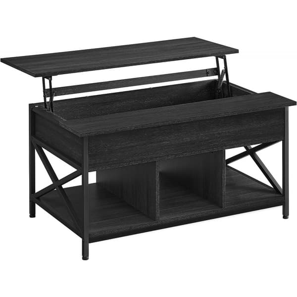 Soffbord Lift-Top Höjbar Bordskiva 60 x 100 x (48-62) cm Svart