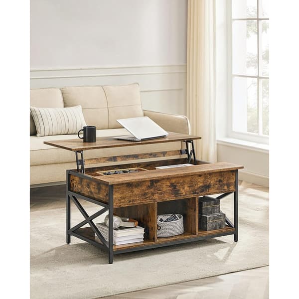 Soffbord Lift-Top Höjbar Bordskiva 60 x 100 x (48-62) cm Vintage Brun