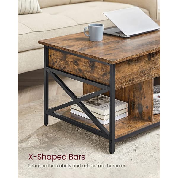 Soffbord Lift-Top Höjbar Bordskiva 60 x 100 x (48-62) cm Vintage Brun