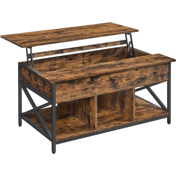 Soffbord Lift-Top Höjbar Bordskiva 60 x 100 x (48-62) cm Vintage Brun
