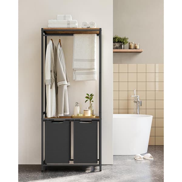 Tvättkorg med Klädställning (2 fack x 46 L) 73 x 33 x 177 cm