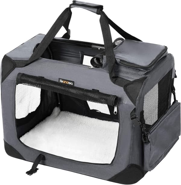 Transportväska för husdjur L transportbur 70 x 52 x 52 cm - grå