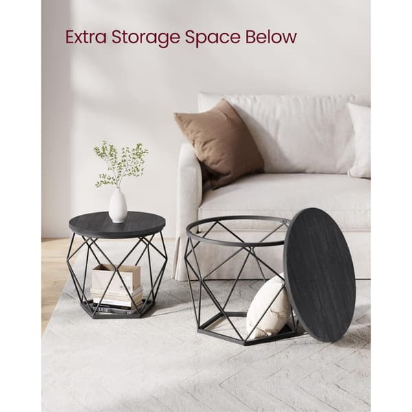 Soffbord Set med 2 Sidobord Svart Diamant Runda