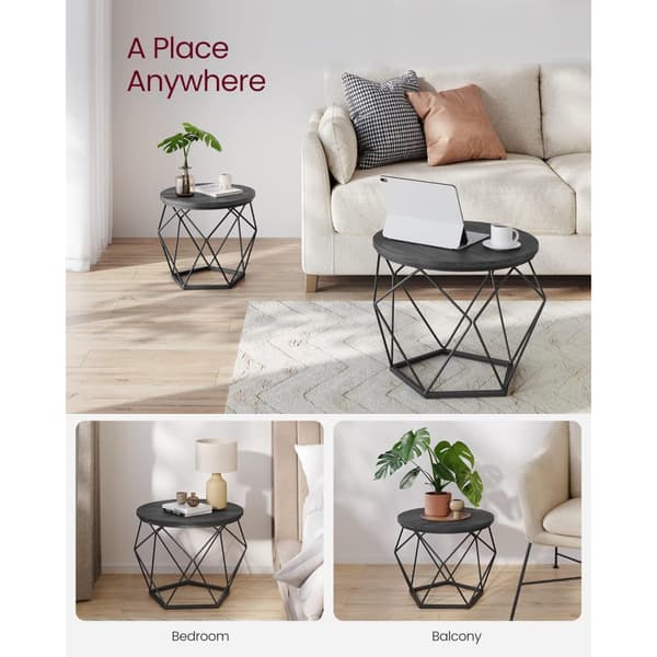 Soffbord Set med 2 Sidobord Svart Diamant Runda