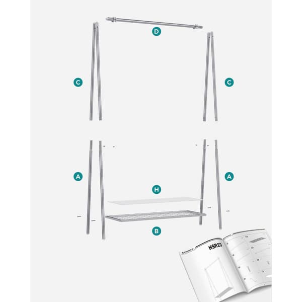 Klädställ med Stålram 15 kg 33,5 x 92,5 x 153 cm