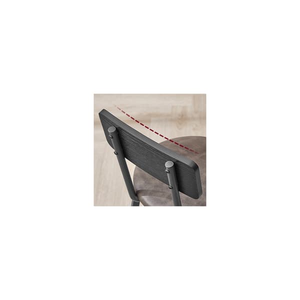 x2 Barstolar Set 75,5 cm Läder Mörkbrun Svart med Ryggstöd