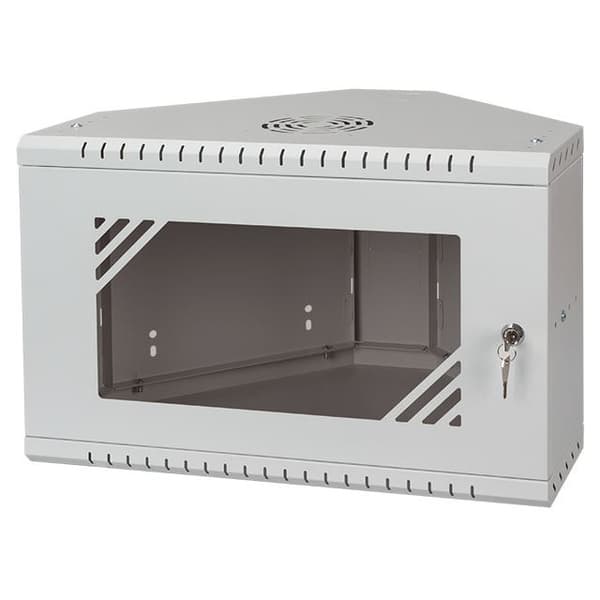 Stalflex Rack Cabinet Corner 19" 6U  330mm  Glass Door  Gray CRC19-6U-330GG