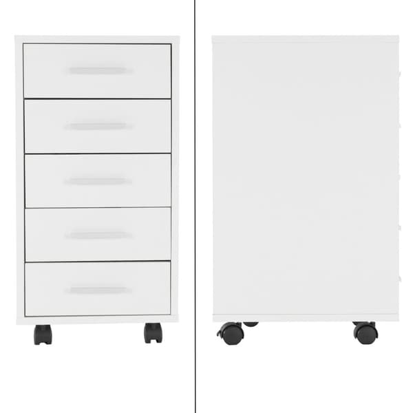 Mobil piedestal med 5 lådor 33x38x635 cm vit av spånskiva ML design