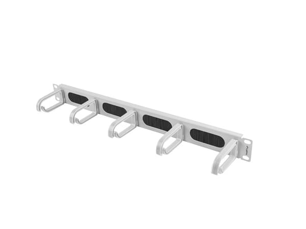 Lanberg 19" Cable Management Brush Panel 5 Rings Type B 1U | AK-1203-S | Grey