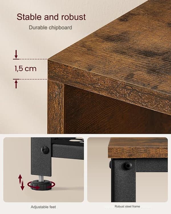 Hallmöbel Set - Hatthylla med Klädhängare, Sittbänk - Industriell Design Vintage brun
