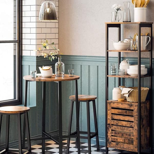 Barstol set 2 st - Barpallar rund industriell Design brun-svart
