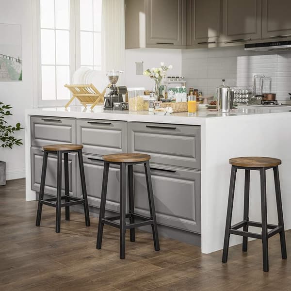 Barstol set 2 st - Barpallar rund industriell Design brun-svart