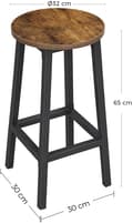 Miniatyrbild 2 av 7: Barstol set 2 st - Barpallar rund industriell Design brun-svart