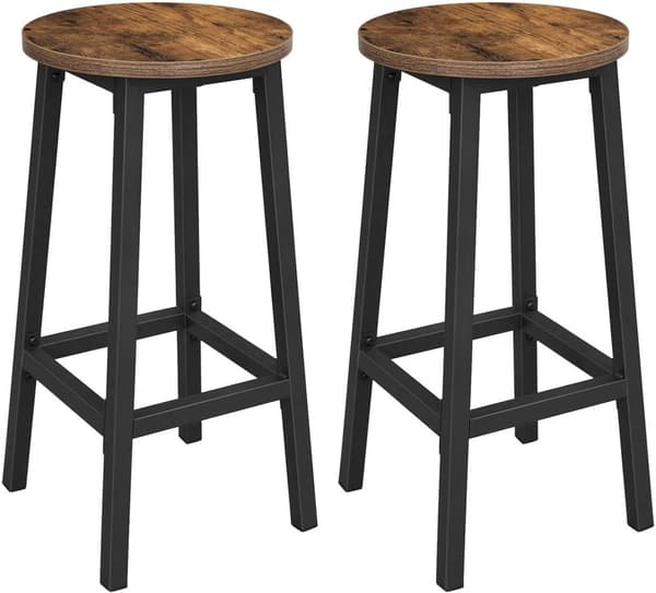 Barstol set 2 st - Barpallar rund industriell Design brun-svart