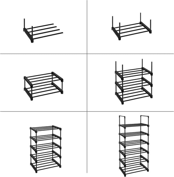 Skoställ Anpassningsbar Design Skoarrangör 45 x 30 x 106 cm 6-våning svart