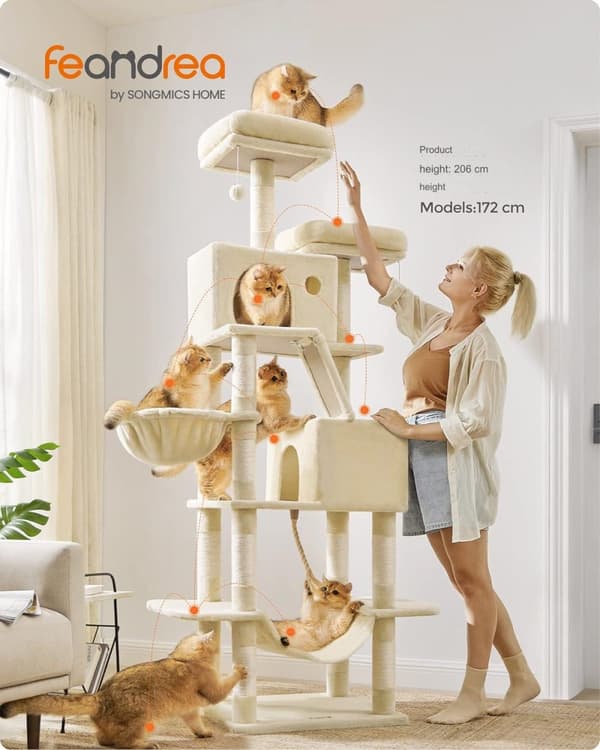 XXL Klösträd med 2 Grottor - Ljusbeige H.206 cm