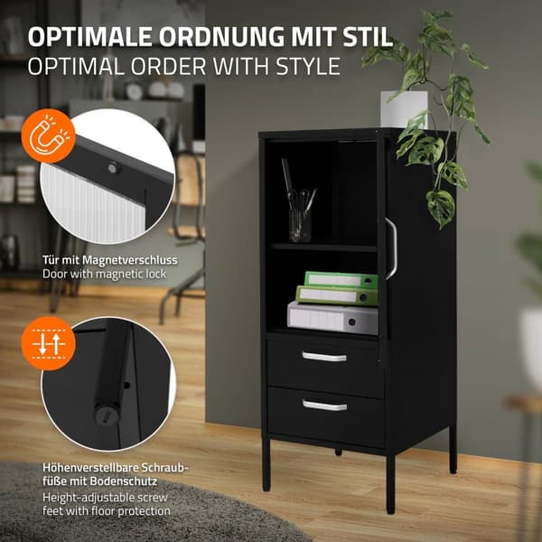 Vitrineskab 42x102x40 cm sort stål vitrineskab ML-Design