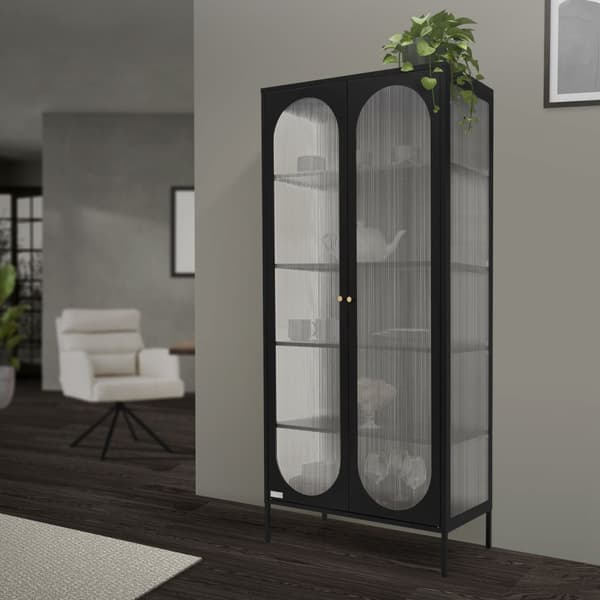 Vitrineskab 80x175x40 cm sort stål vitrineskab ML-Design