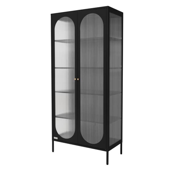 Vitrineskab 80x175x40 cm sort stål vitrineskab ML-Design