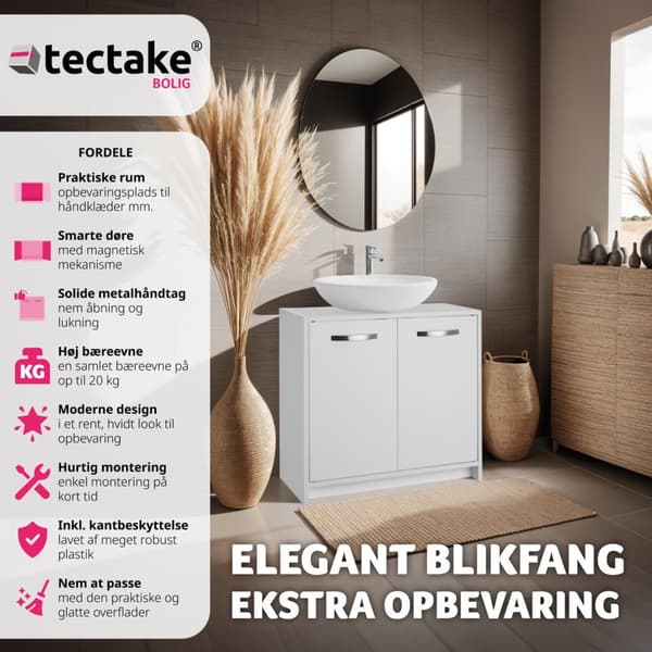 Badeværelsesskab Katalina, rummelig, bæreevne 20 kg - hvid