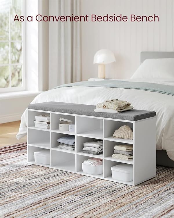 Sittbänk Med Skoförvaring, Upp till 12 par, Vit 30 x 104 x 48 cm