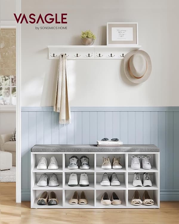 Sittbänk Med Skoförvaring, Upp till 12 par, Vit 30 x 104 x 48 cm