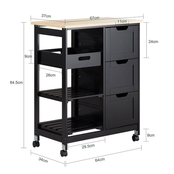 Serveringsvagn, FKW79-SCH, 68x38x85 cm, Brun