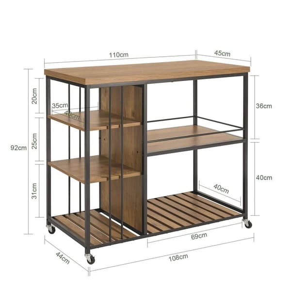 Serveringsvagn, SVW18-F, 110x45x92 cm, Brun