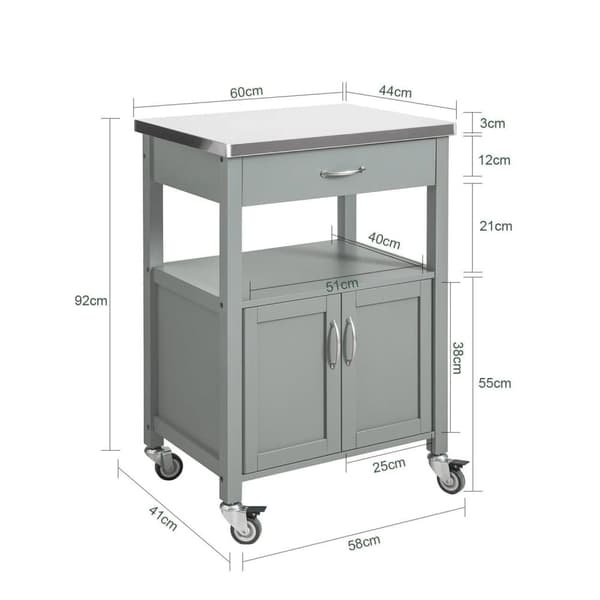 Tarjoiluvaunu, FKW22-HG, 60x44x92 cm, Ruostumaton teräs